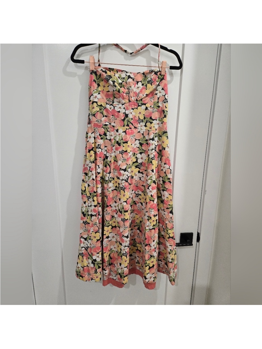 Vintage April Cornell 100% Cotton Midi Dress Floral A line pink sweetheart S - Picture 2 of 10